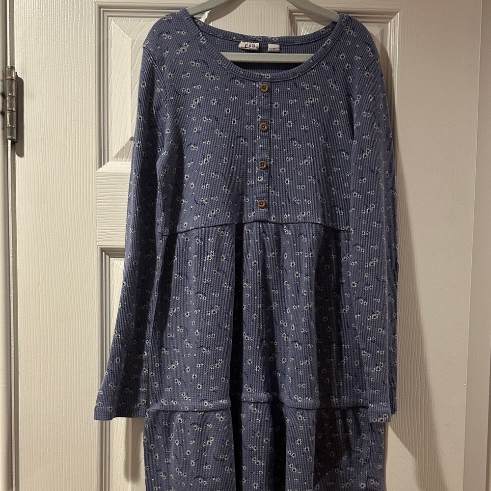 Gap Navy Floral Long Sleeve Dress